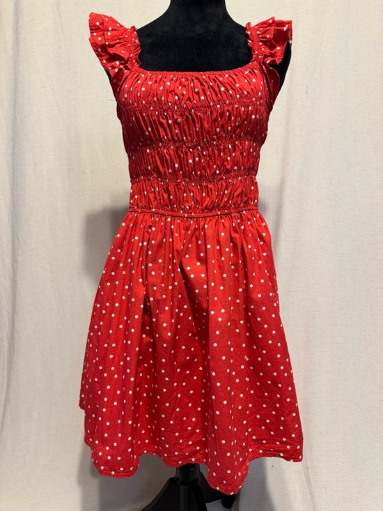 Francesca's Collections Dresses & Skirts - Francesca’s Red Polka Dot Smocked Ruffle Mini Dress M